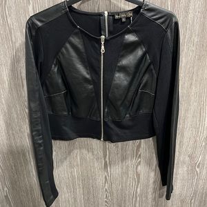 Tricotto short jacket PU leather